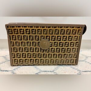 FENDI Vintage Classic Signature Zucca Monogram Brown Coated Canvas Clutch/Case